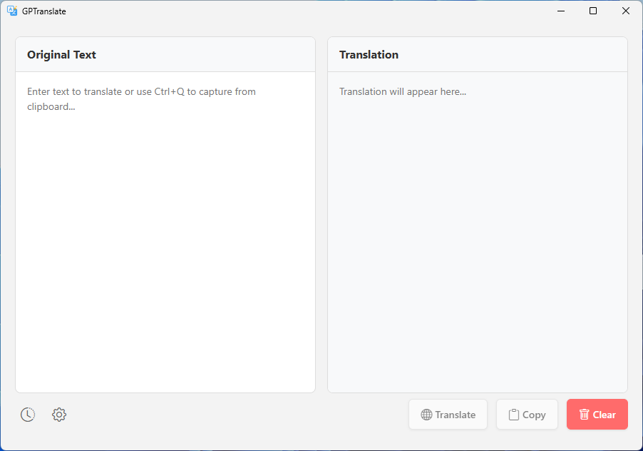 GPTranslate Main Interface